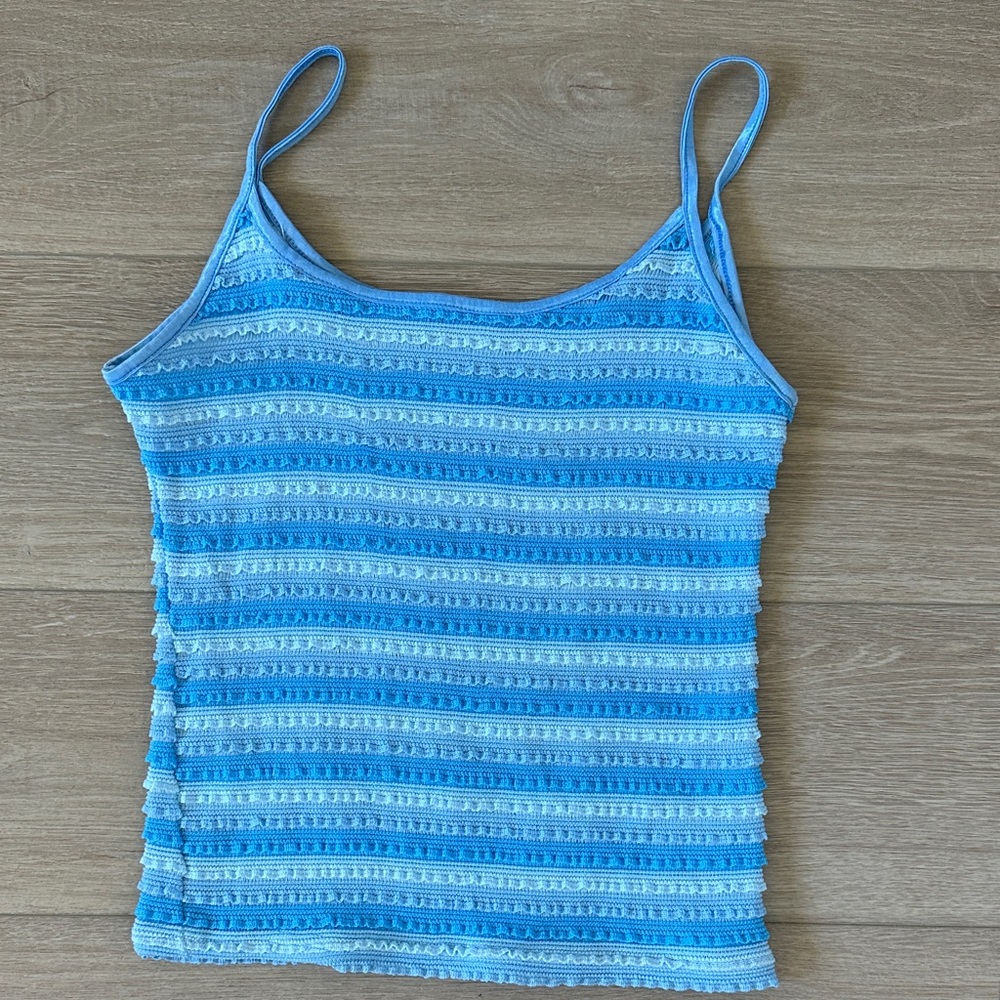 Blue Striped and Ruffled Women's Camisole